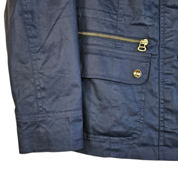 Tommy Hilfiger Women's Navy Waxed Utility Jacket With Cinchable Waist - Picture 6 of 12